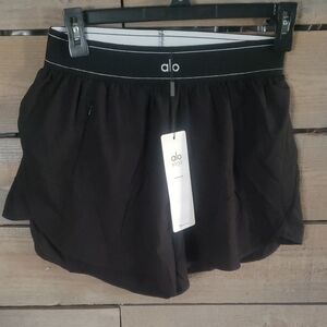 ALO Yoga Black Workout Shorts with Logo Waistband